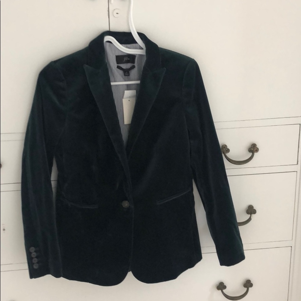 J. Crew Green Parke Velvet Blazer Size 2